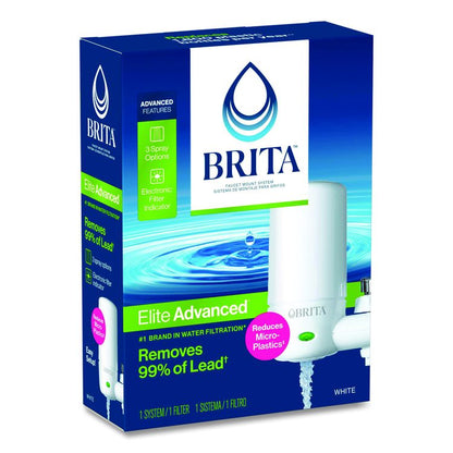 Water Faucet Mount Filtration System with 1 Elite Advanced Replacement Filter, White
