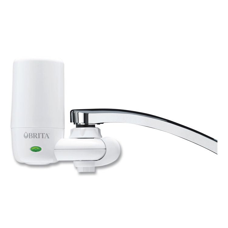Water Faucet Mount Filtration System with 1 Elite Advanced Replacement Filter, White, 4/Carton
