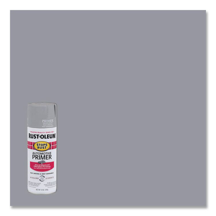 Stops Rust Auto Primer, Flat Gray, 12 oz Aerosol Can, 6/Carton