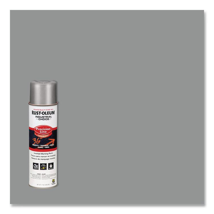 Industrial Choice M1600 System Solvent-Based Precision Line Marking Paint, Flat Silver, 17 oz Aerosol Can, 12/Carton