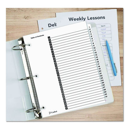 OneStep Printable Table of Contents and Dividers, 31-Tab, 1 to 31, 11 x 8.5, White, White Tabs, 1 Set