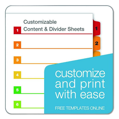 OneStep Printable Table of Contents and Dividers, 15-Tab, 1 to 15, 11 x 8.5, White, Assorted Tabs, 1 Set