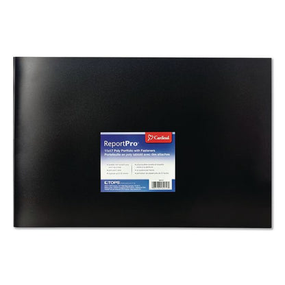ReportPro Tabloid Portfolio, Prong Fastener, 0.19" Capacity, 11 x 17, Black/Black