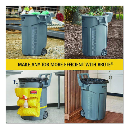 Vented Wheeled BRUTE Container, 44 gal, Plastic, Gray