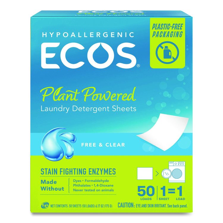 Liquidless Laundry Detergent Sheets, Free and Clear, 50 Sheets/Box