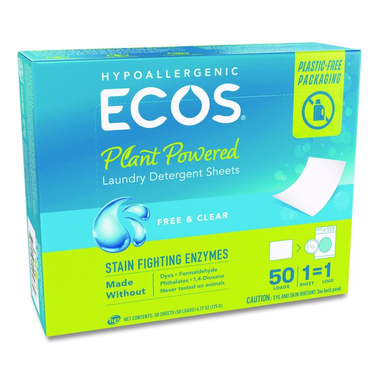 Liquidless Laundry Detergent Sheets, Free and Clear, 50 Sheets/Box