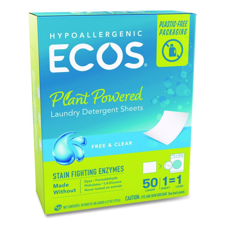 Liquidless Laundry Detergent Sheets, Free and Clear, 50 Sheets/Box