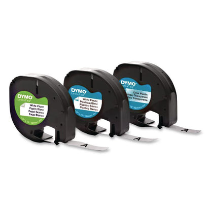 LetraTag Paper/Plastic Label Tape Value Pack, 0.5" x 13 ft, Assorted, 3/Pack