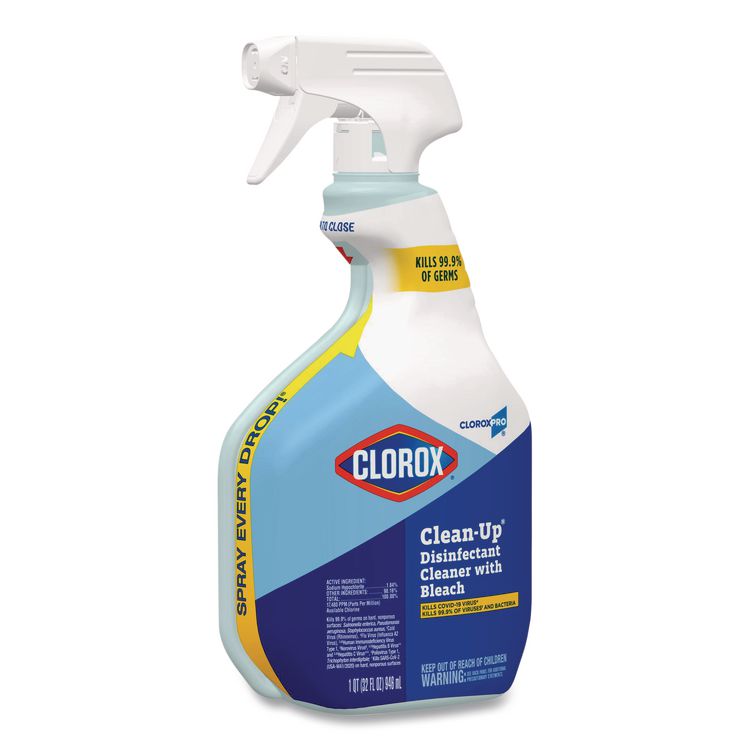 CloroxPro Clean-Up Disinfectant Cleaner with Bleach, Fresh Scent, 32 oz Smart Tube Spray Bottle, 9/Carton
