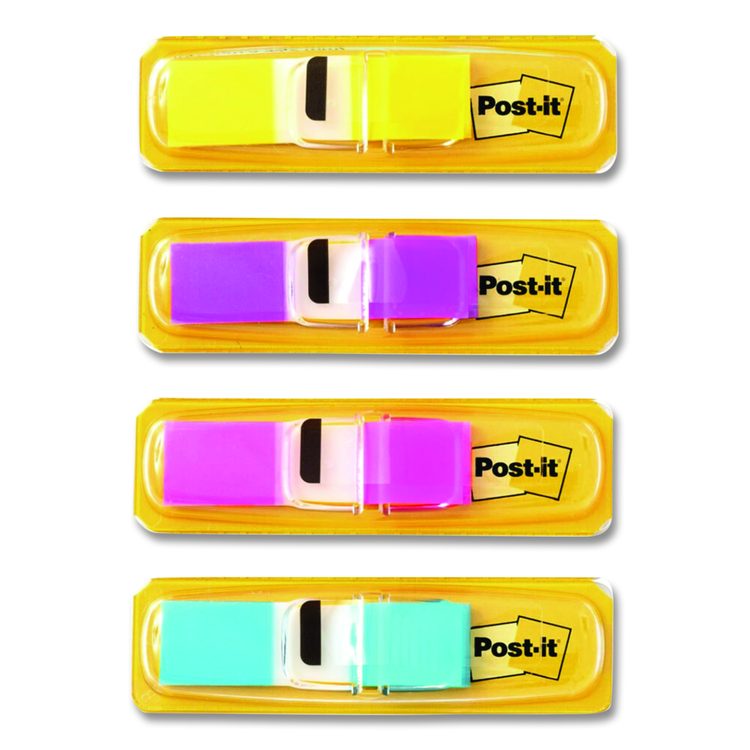Small Page Flags in Dispensers, 0.5 x 1.75, Four Colors, 35/Color, 4 Dispensers/Pack