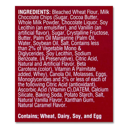 Milk Chocolate Chip Cookies, 1 oz, Individually Wrapped Pack, 30/Carton
