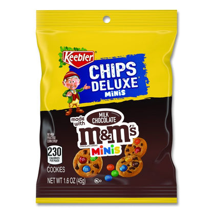 Mini Cookie Snack Packs, Chocolate Chip/M and Ms, 1.6 oz. Pouch, 30 Pouches/Carton