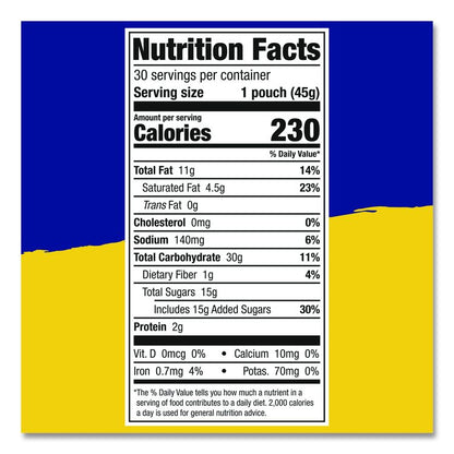 Mini Cookie Snack Packs, Chocolate Chip/M and Ms, 1.6 oz. Pouch, 30 Pouches/Carton
