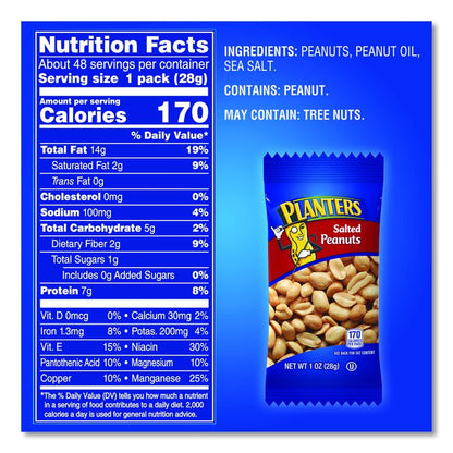 Salted Peanuts, 1 oz Pack, 48/Box