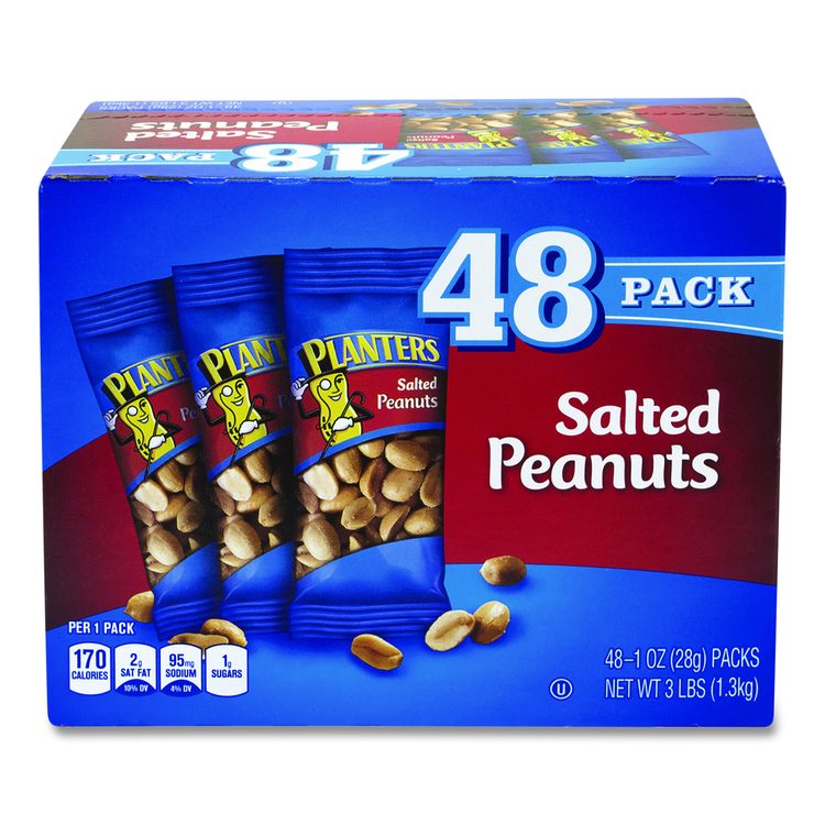 Salted Peanuts, 1 oz Pack, 48/Box