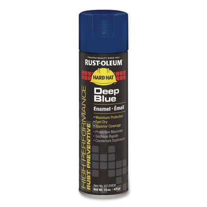 Hard Hat High Performance V2100 System Rust Preventive Enamel Spray Paint, Gloss Deep Blue, 15 oz Aerosol Can, 6/Carton