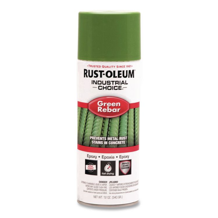 Industrial Choice RB1600 System Epoxy Spray, Gloss Green Rebar, 12 oz Aerosol Can, 6/Carton