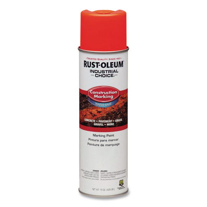 Industrial Choice M1400 System Water-Based Construction Marking Paint, Gloss Fluorescent Red-Orange, 17 oz Aerosol Can, 12/CT