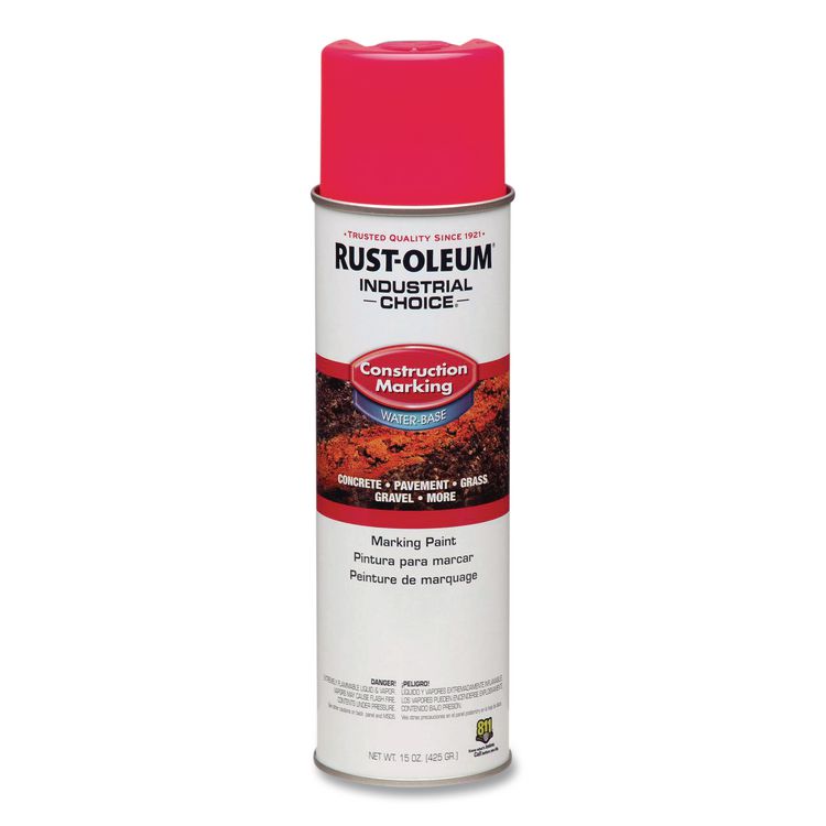 Industrial Choice M1400 System Water-Based Construction Marking Paint, Gloss Fluorescent Pink, 17 oz Aerosol Can, 12/Carton