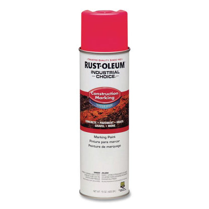 Industrial Choice M1400 System Water-Based Construction Marking Paint, Gloss Fluorescent Pink, 17 oz Aerosol Can, 12/Carton