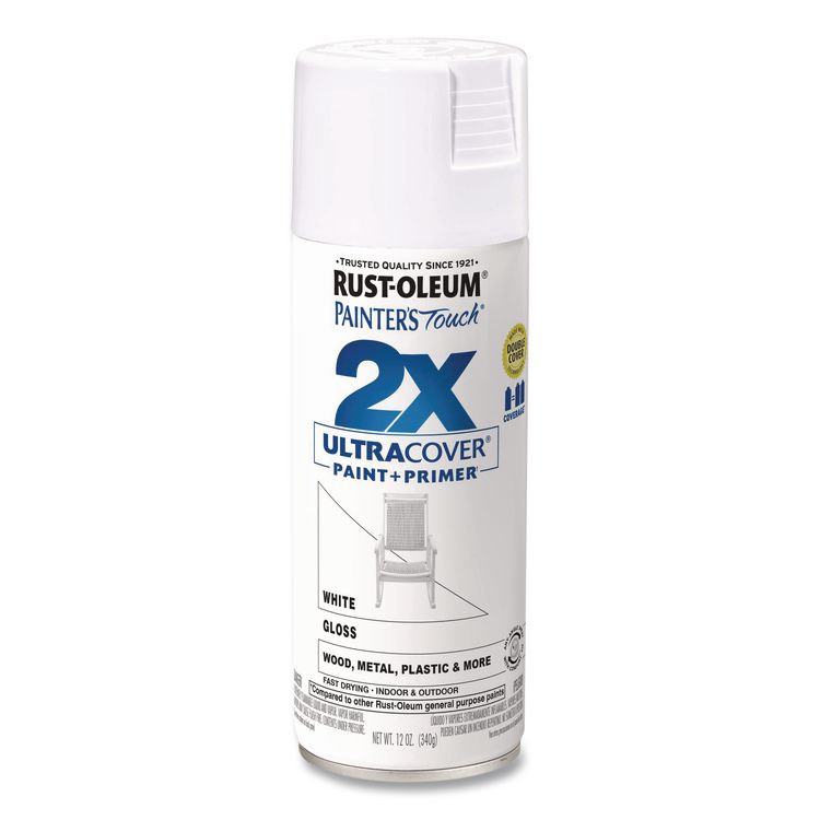 Painter's Touch 2X Ultra Cover Spray Paint, Gloss Yellow, 12 oz Aerosol Can, 6/Carton
