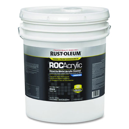 High Performance ROC Acrylic Direct to Metal Paint, Flat Black, 5 gal Bucket/Pail
