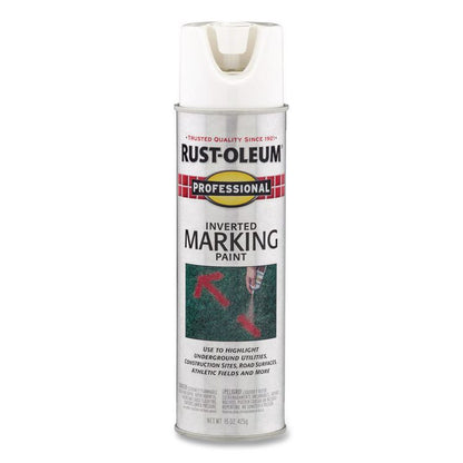 Inverted Marking Spray Paint, Flat White, 15 oz Aerosol Can, 6/Carton
