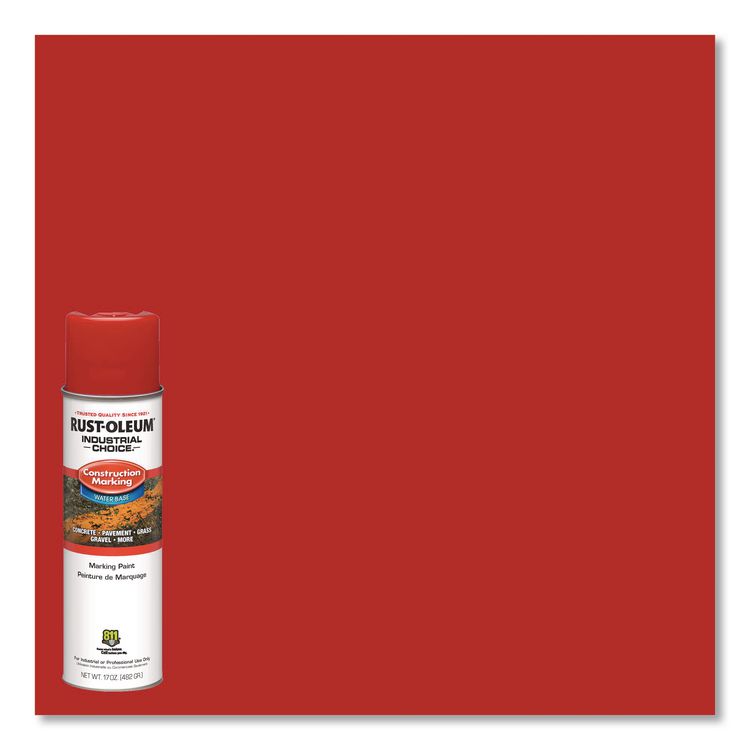 Industrial Choice M1400 System Water-Based Construction Marking Paint, Gloss Safety Red, 17 oz Aerosol Can, 12/Carton