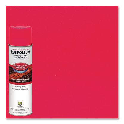 Industrial Choice M1400 System Water-Based Construction Marking Paint, Gloss Fluorescent Pink, 17 oz Aerosol Can, 12/Carton