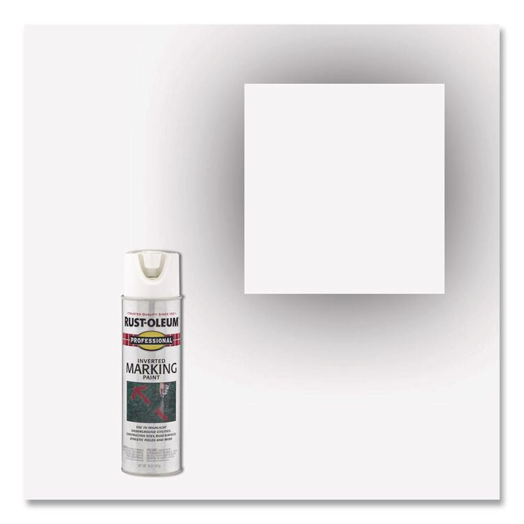 Inverted Marking Spray Paint, Flat White, 15 oz Aerosol Can, 6/Carton