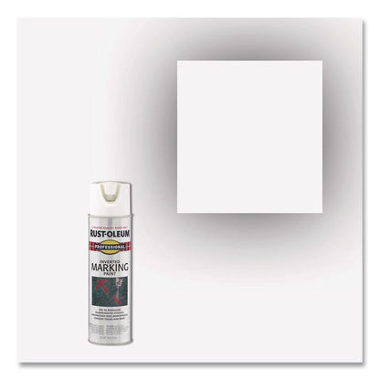 Inverted Marking Spray Paint, Flat White, 15 oz Aerosol Can, 6/Carton