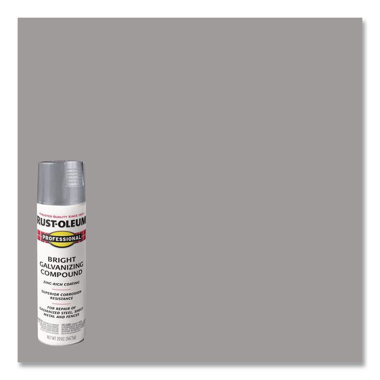 Professional Galvanizing Compound, Flat Bright Gray, 20 oz Aerosol Can, 6/Carton