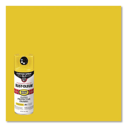 Stops Rust Spray Paint, Gloss Yellow, 12 oz Aerosol Can, 6/Carton
