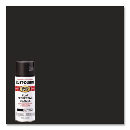 Stops Rust Spray Paint, Flat Black, 12 oz Aerosol Can, 6/Carton