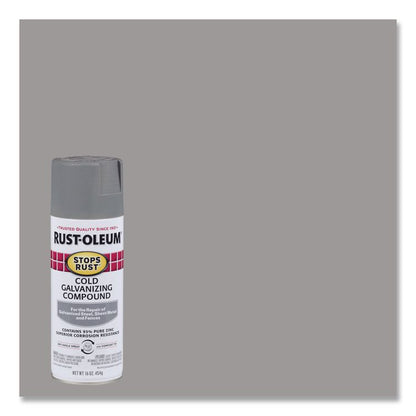 Stops Rust Cold Galvanizing Spray, Flat Gray, 16 oz Aerosol Can, 6/Carton