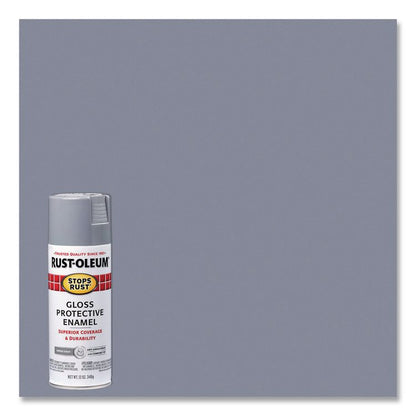 Stops Rust Spray Paint, Gloss Smoke Gray, 12 oz Aerosol Can, 6/Carton