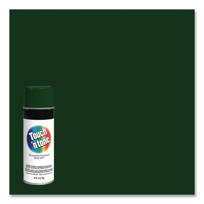Touch'n Tone Spray Paint, Gloss Hunter Green, 10 oz Aerosol Can, 6/Carton