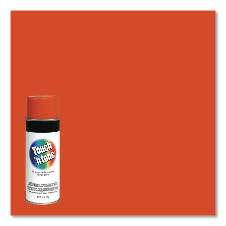 Touch'n Tone Spray Paint, Gloss Orange, 10 oz Aerosol Can, 6/Carton