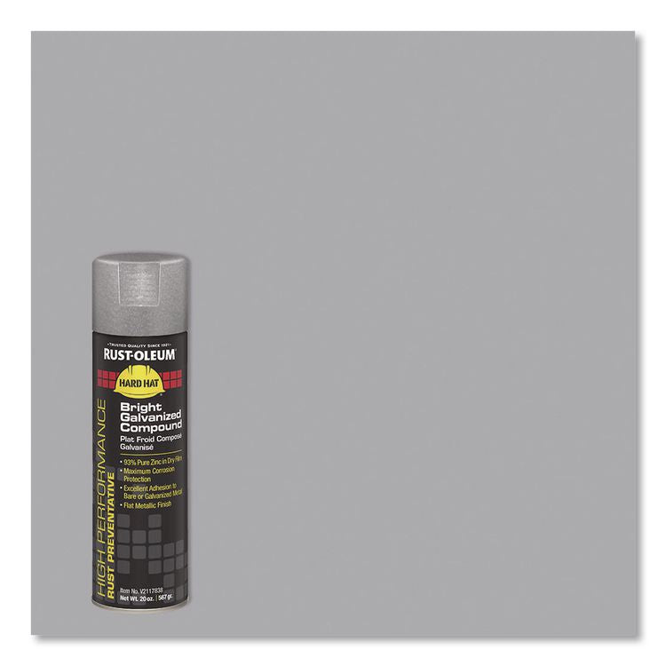 Hard Hat High Performance V2100 System Rust Preventive Bright Galvanizing Compound, Gloss Gray, 20 oz Aerosol Can, 6/CT