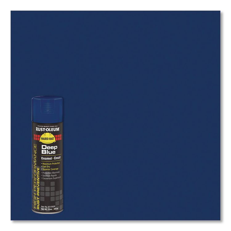 Hard Hat High Performance V2100 System Rust Preventive Enamel Spray Paint, Gloss Deep Blue, 15 oz Aerosol Can, 6/Carton
