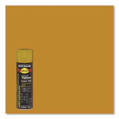 Hard Hat High Performance V2100 System Rust Preventive Enamel Spray Paint, Gloss Industrial Yellow, 15 oz Aerosol Can, 6/CT