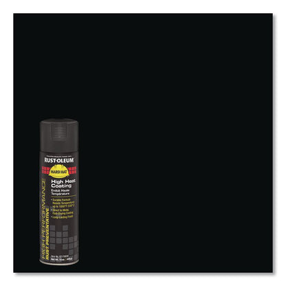 Hard Hat High Performance V2100 System Rust Preventive Enamel Spray Paint, Flat High Heat Black, 15 oz Aerosol Can, 6/Carton