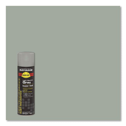 Hard Hat High Performance V2100 System Rust Preventive Enamel Spray Paint, Gloss Light Machine Gray, 15 oz Aerosol Can, 6/CT