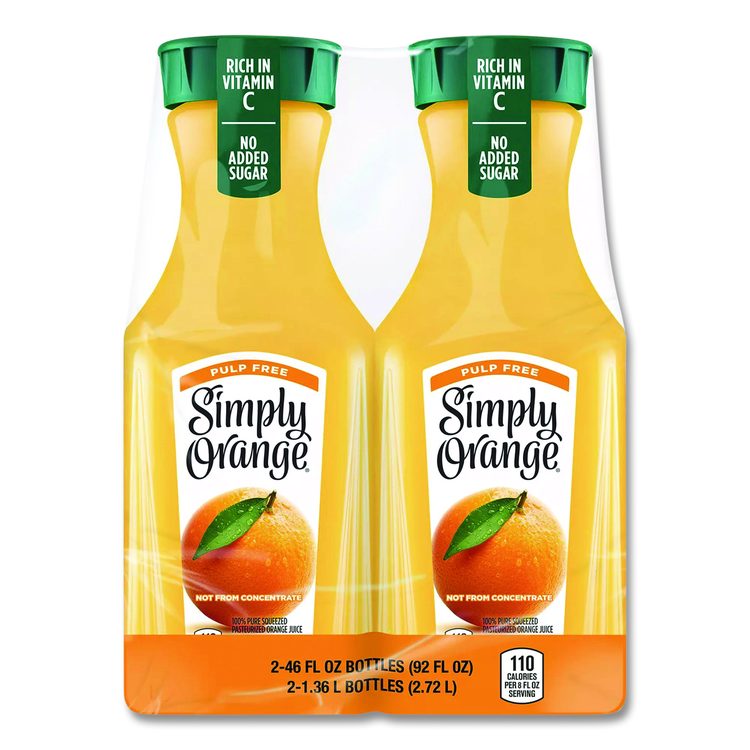 Orange Juice Pulp Free, 52 oz Bottle, 2/Pack