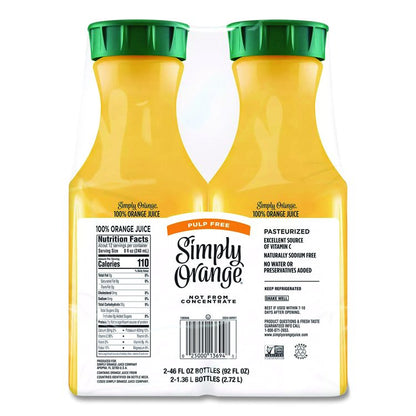 Orange Juice Pulp Free, 52 oz Bottle, 2/Pack