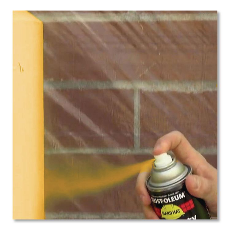 Hard Hat High Performance V2100 System Rust Preventive Enamel Spray Paint, Gloss Industrial Yellow, 15 oz Aerosol Can, 6/CT