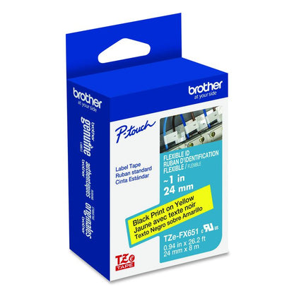 TZe Flexible Tape Cartridge for P-Touch Labelers, 0.94" x 26.2 ft, Black on Yellow