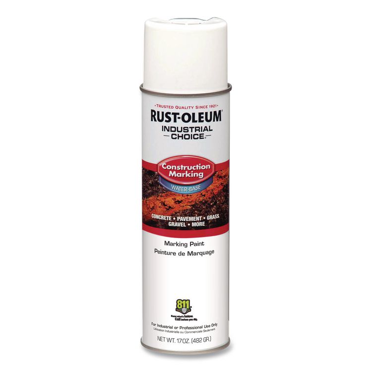 Industrial Choice M1400 System Water-Based Construction Marking Paint, Gloss White, 17 oz Aerosol Can, 12/Carton