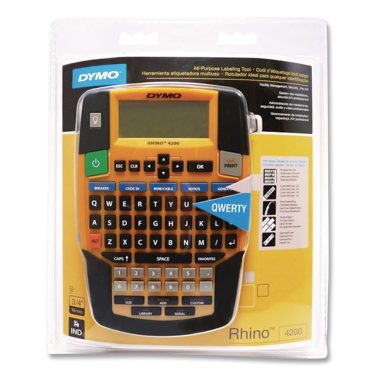 Rhino 4200 Basic Industrial Handheld Label Maker, 1 Line, 4.06 x 8.46 x 2.24