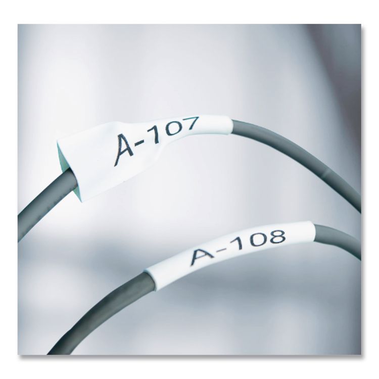 Rhino Heat Shrink Tubes Industrial Label Tape, 0.5" x 5 ft, White/Black Print
